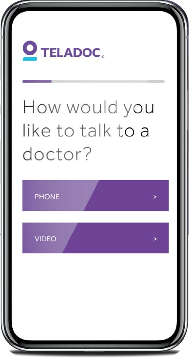 Phone with Teladoc on it